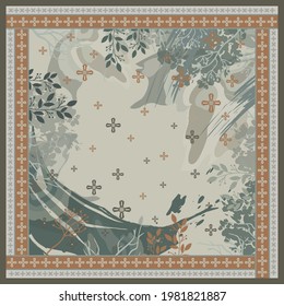 Abstract scarf pattern design for hijab motif. Floral silk scarves