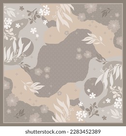 Abstract scarf pattern design. Hijab motif with flower and leaf ornament