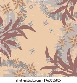 Abstract scarf pattern design with leaf and flower. Hijab motif