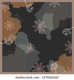 Abstract scarf pattern design on black and brown