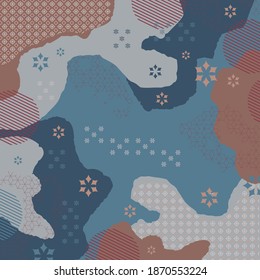 Abstract scarf pattern design on blue. Hijab fashion