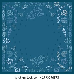 Abstraktes Scharfmuster-Design auf marinem Hintergrund. Seidenscheuchelmotive