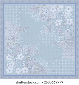 Abstract Scarf Pattern Design on Blue