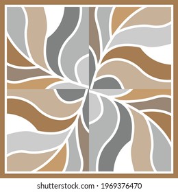 Abstract scarf pattern design. Silk scarves on brown