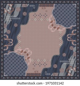 Abstract scarf pattern with ethnic ornament. Hijab motif style