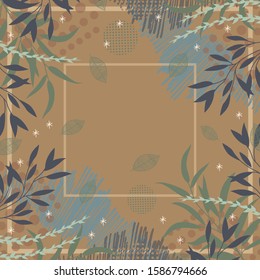 Abstract scarf pattern with floral design and dots motif. Hijab fashion