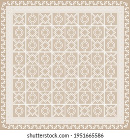 Abstract scarf pattern with floral design element. Hijab motif with flower ornament