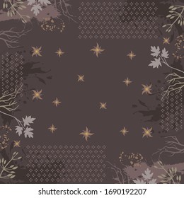 Abstraktes Schal-Muster mit Blumenverzierungen. Hijab-Design