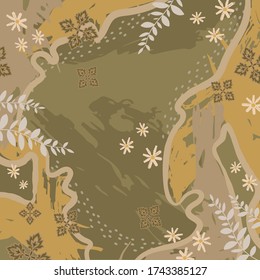 Abstract scarf pattern with floral ornament. Hijab design