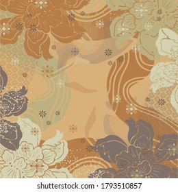 Abstract scarf pattern with flower design. Hijab ethnic motif