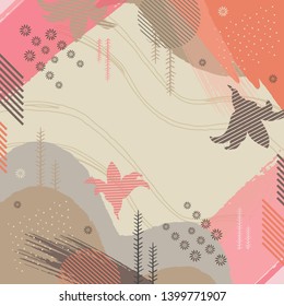 Abstract scarf pattern with flower motif for fabric printing. Hijab fashion style