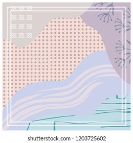 Abstract scarf pattern with leaf and circle dots