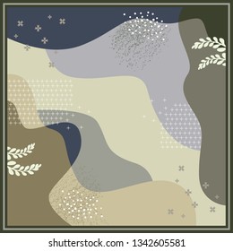 Abstract scarf pattern with leaf design. Hijab style