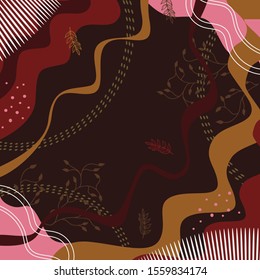 Abstract scarf pattern with leaf design.
