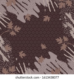 Abstract scarf pattern with leaf design and geometric element. Hijab fashion