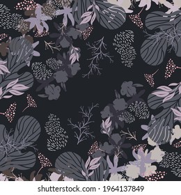 Abstract scarf pattern with leaf and flower ornament. Hijab design motif