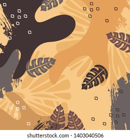 Abstraktes Schals-Muster mit Blattmotiv auf Gelb. Hijab-Designmode