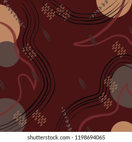 Abstract scarf pattern with leaf on red