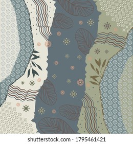 Abstract scarf pattern with leaf ornament. Hijab design