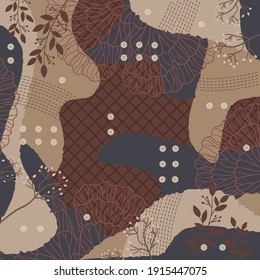 Abstract scarf pattern with leaf ornament. Printed hijab design