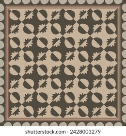 Abstract scarf pattern on brown color. Silk scarves abstract design ornament