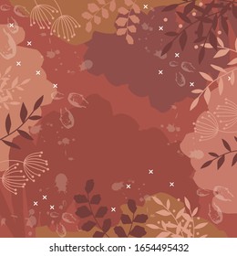 abstract scarf pattern with orange color background  and leaf design