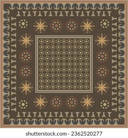 Abstract scarf pattern with ornament combination. Hijab motif print