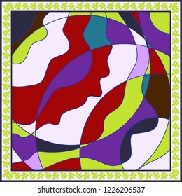 Abstract scarf print. Modern art style. Cute background for shawl print, textile, covers. Bandana, pareo, pillow, home textile design