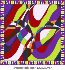 Abstract scarf print. Modern art style. Cute background for shawl print, textile, covers. Bandana, pareo, pillow, home textile design