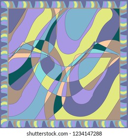 Abstract scarf print. Modern art style. Cute background for shawl print, textile, covers. Bandana, pareo, pillow, home textile design