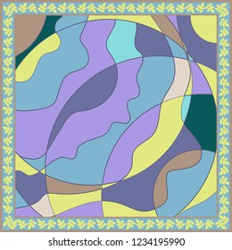 Abstract scarf print. Modern art style. Cute background for shawl print, textile, covers. Bandana, pareo, pillow, home textile design