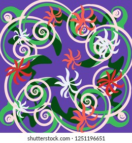 Abstract scarf print. Modern art style. Cute background for shawl print, textile, covers. Bandana, pareo, pillow, home textile design