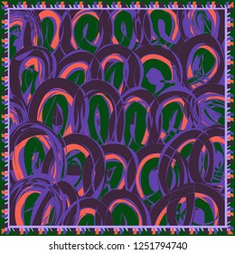 Abstract scarf print. Modern art style. Cute background for shawl print, textile, covers. Bandana, pareo, pillow, home textile design