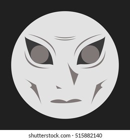Abstract Scary Pale Face. Flat Design.