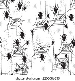 Abstract Scary Spiders and Spiderweb Vector Seamless Pattern can be use for background and apparel design
