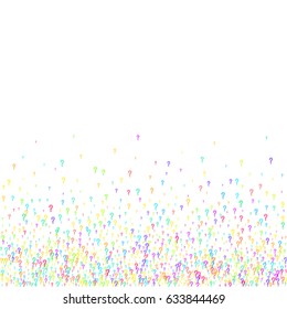 Abstract scatter bottom made of question marks on white background. White question marks with colorful strokes. Abstract background. Vector illustration.