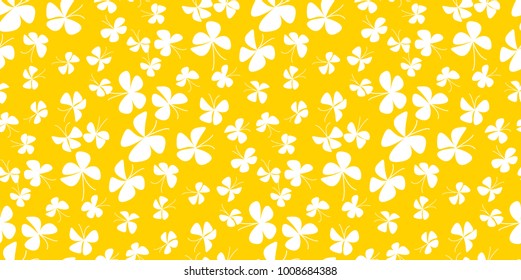 Abstract  scattered butterfly background for baby shower, fabric, wrapping paper, package. Yellow floral summer style seamless pattern. Vector illustration for card, invitation. 