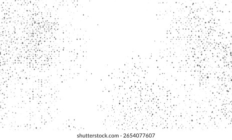 Abstract scattered ink dot splatter texture. Grunge halftone spray background with isolated scatter pattern for retro comic design.
