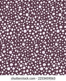 Abstract Scattered Random Spots Seamless Vector Pattern Trendy Fashion Colors Messy Dots Design Perfect for Allover Fabric Print or Wrapping Paper Dark Purple White Tones