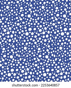 Resumen Diseminación de los puntos aleatorios sin costura Patrón de vectores de moda Colores de moda de diseño de puntos desordenados Perfecto para la impresión de tela de alamante o envolver papel de tonos azules reales