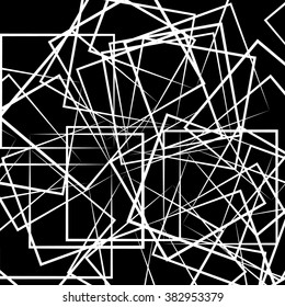 Abstract scattered square, rectangle shapes. Artistic monochrome image