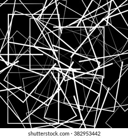 Abstract scattered square, rectangle shapes. Artistic monochrome image