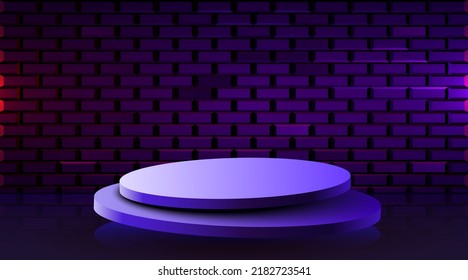 Abstract scene background with brick wall. Product presentation, mock up. Podium, stage pedestal or platform. Vector illustration