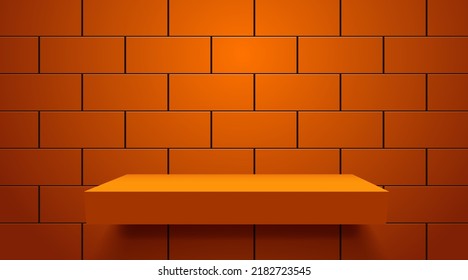Resumen del fondo de la escena con pared de ladrillo. Presentación del producto, burlarse. Podio, pedestal de escenario o plataforma. Ilustración del vector