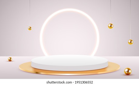 Abstract scene background. Cylinder podium background. Product presentation, mock up, show cosmetic product, Podium, stage pedestal or platform. Vector illustration