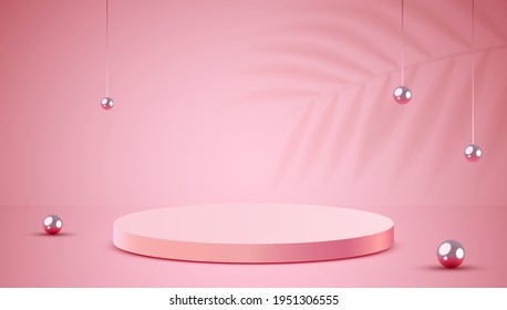 Abstract scene background. Cylinder podium background. Product presentation, mock up, show cosmetic product, Podium, stage pedestal or platform. Vector illustration