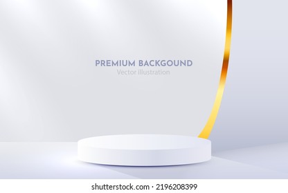 Abstrakter Hintergrund der Szene. Zylinder Podium auf weißem Hintergrund. Produktpräsentation, Muster, zeigen kosmetisches Produkt, Podium, Bühnenboden oder Plattform. Vektorgrafik