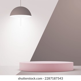 Abstract scene background. Cylinder podium on pastel background. Product presentation, mock up, show cosmetic product, Podium, stage pedestal or platform. Vector illustration