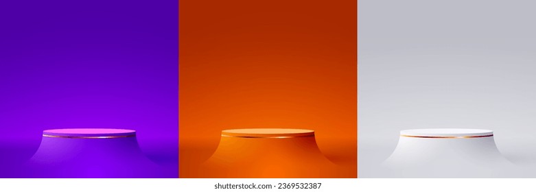 Abstract scene background. Cylinder podium on colorful background. Product presentation, mock up, show cosmetic product, Podium, stage pedestal or platform. Vector illustration