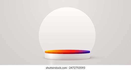 Abstract scene background. Cylinder podium on white background. Product presentation, mock up, show cosmetic product, Podium, stage pedestal or platform. Vector illustration